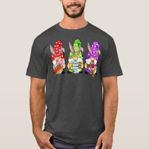 Cute Three Gnome Easter Day Bunny Egg Spring Women T-Shirt