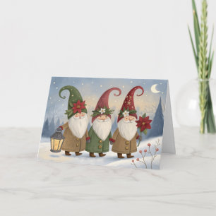 Cute Three Gnomes Christmas Thank You Card
