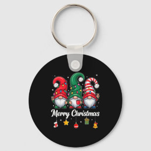 Cute Three Gnomes Merry Christmas Women Girls Kids Key Ring