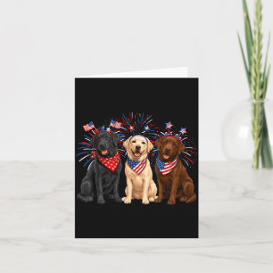 Cute Three Labrador Dogs Aamerican Flag 4th Of Card