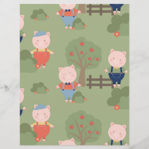Cute Three Little Pigs Paper Sheet