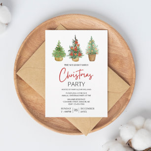 Cute Three Mini Christmas Tree Family Party Invitation