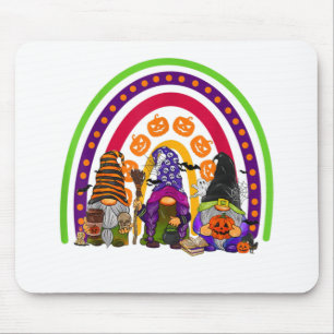 Cute Three Rainbow Gnomes Happy Halloween Autumn F Mouse Mat