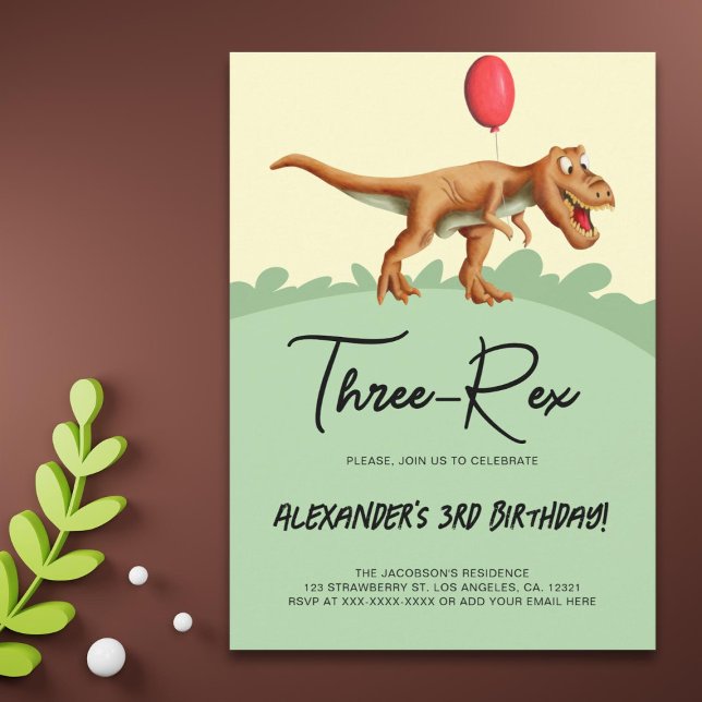 Cute Three-Rex Dinosaur Birthday Party  Invitation (Creator Uploaded)