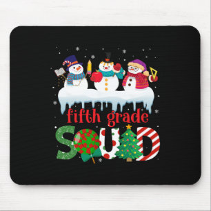 Cute Three Snowman Teacher Kids Fifth Grade Squad Mouse Mat