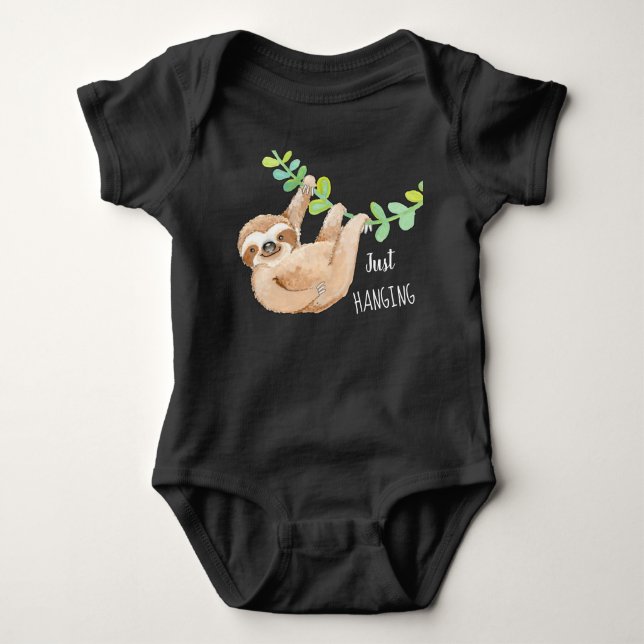 Cute Three Toed Sloth Custom Baby Jumper Bodysuit (Front)