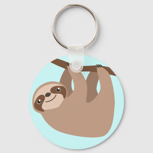Cute Three-Toed Sloth Key Ring (Front)