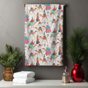 Cute Three Wise Men Christmas Tea Towel