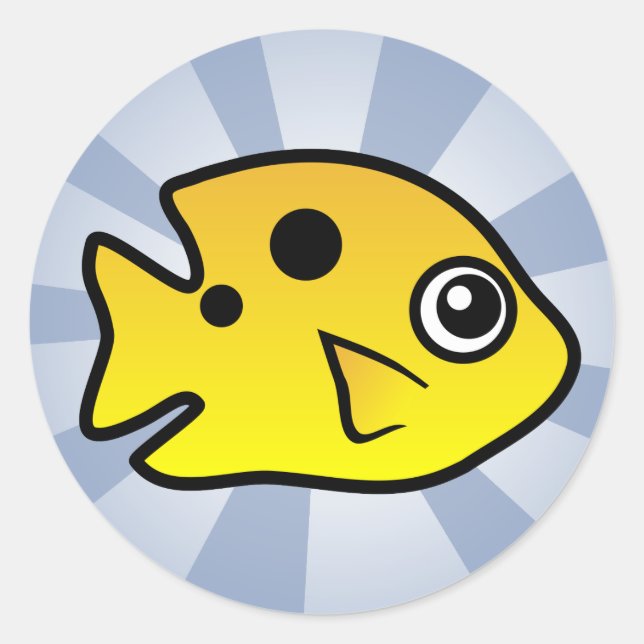 Cute Threespot Damselfish Classic Round Sticker (Front)