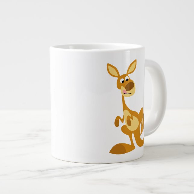 Cute Thumping Cartoon Kangaroo Jumbo Mug (Front Right)