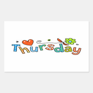 Cute Thursday Week Day Greeting Text Expression Rectangular Sticker