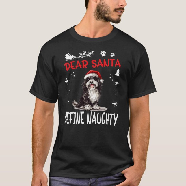 Cute Tibetan Terrier Dog Christmas Dear Santa Defi T-Shirt (Front)