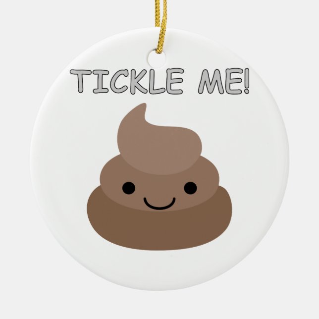 Cute Tickle Me Poop Emoji Ceramic Tree Decoration (Front)