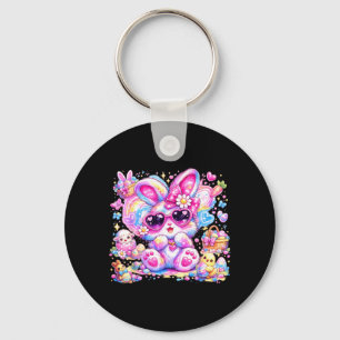 Cute Tie Dye Bunny Easter Day Rabbit Girl Women Key Ring
