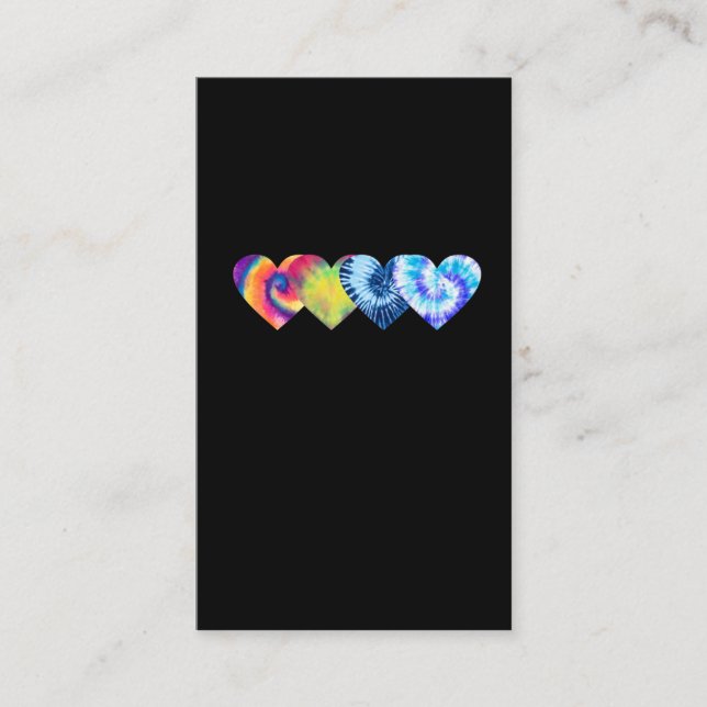 Cute Tie Dye Hearts Valentines Day Business Card (Front)