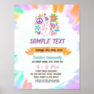 Cute Tie dye hippie theme flyer Poster