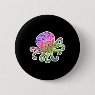 cute tie dye octopus 6 cm round badge