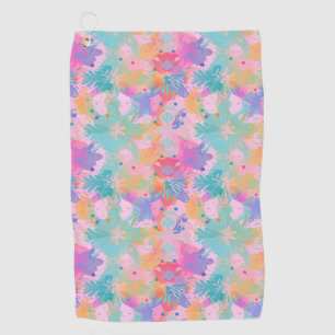 Cute Tie-Dye Stamp Pink Rainbow Flower Pattern Golf Towel