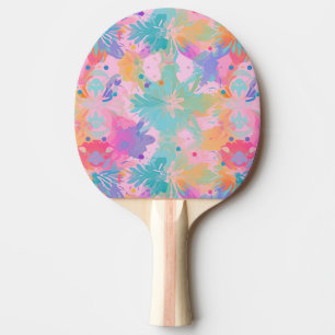 Cute Tie-Dye Stamp Pink Rainbow Flower Pattern Ping Pong Paddle