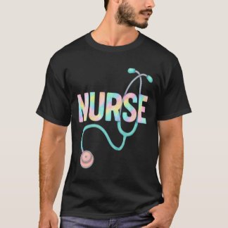 Cute Tie Dye Stethoscope Nurse RN Nursing T-Shirt