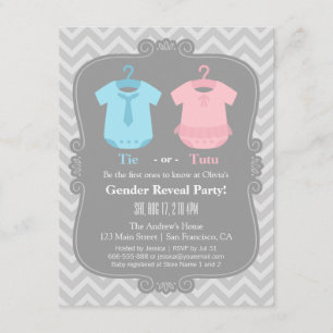 Cute Tie or Tutu Gender Reveal Party Invitations