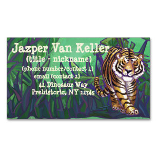 Cute Tiger and Jungle Magnetic Business Card