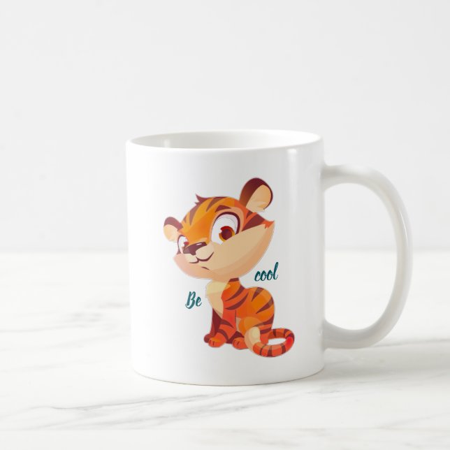 Cute Tiger Be Cool Cartoon Coffee Mug (Right)
