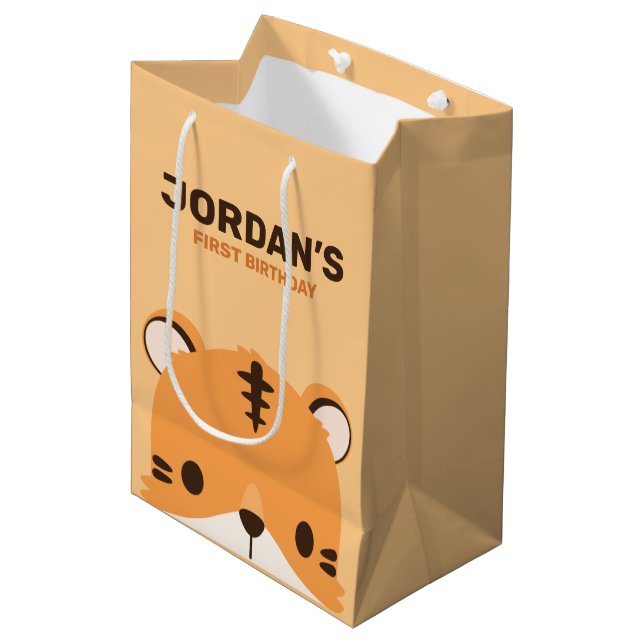 Cute Tiger Birthday Medium Gift Bag (Front Angled)