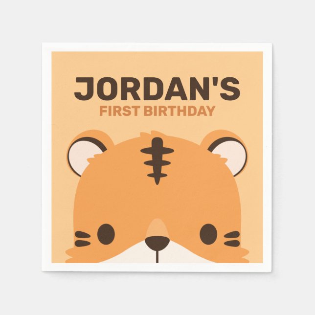 Cute Tiger Birthday Napkin (Front)