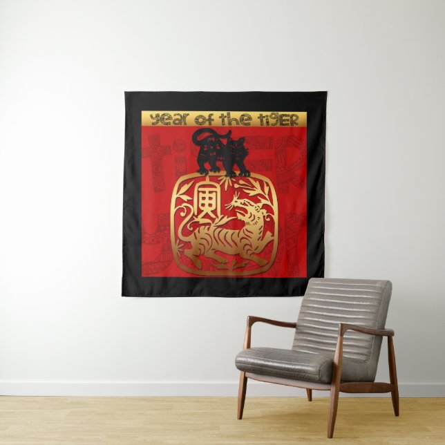 Cute Tiger Chinese Year Zodiac Birthday WT Tapestry (In Situ)