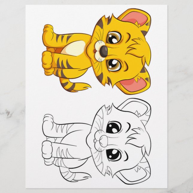 Cute tiger colouring page (Front)