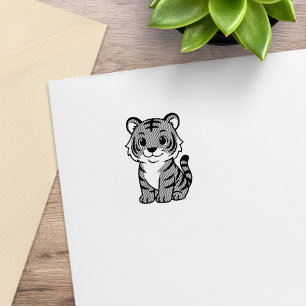 Cute Tiger Cub 1x1 Rubber Stamp