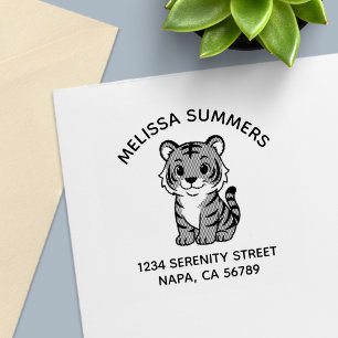 Cute Tiger Cub Arch Address Self-inking Stamp