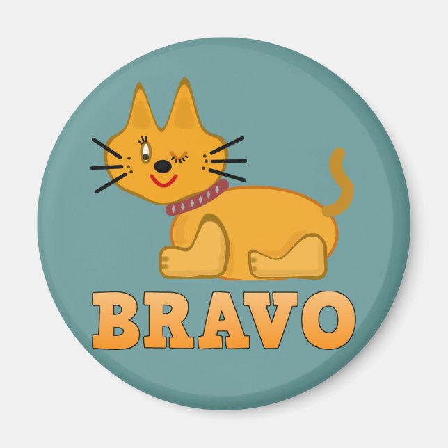 Cute tiger cub cat animal pet brave bravo cartoon magnet (Front)