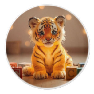 Cute Tiger Cub Ceramic Knob