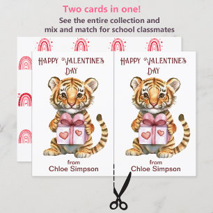 Cute Tiger Cub Kid's Valentine Classroom Card