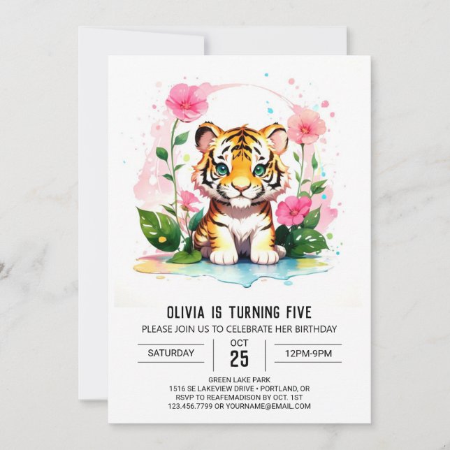 Cute Tiger Cub Wild Jungle Birthday Invitation (Front)
