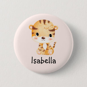 Cute Tiger Custom Name Personalised Kids Pin