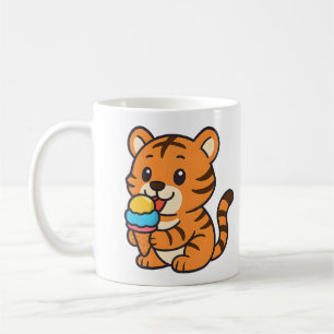 Cute Tiger Eating Ice Cream Mug Adorable Drinkware