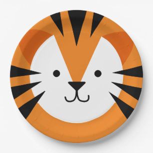Cute Tiger Face Kid's Birthday Paper Plate