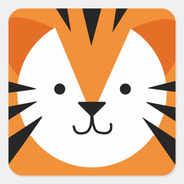 Cute Tiger Face Kid's Birthday  Square Sticker (Front)