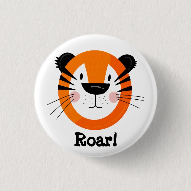 Cute Tiger Face Roar Art 3 Cm Round Badge (Front)