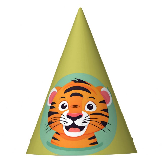 Cute tiger Face safari Wild jungle Birthday Party  Party Hat (Front)