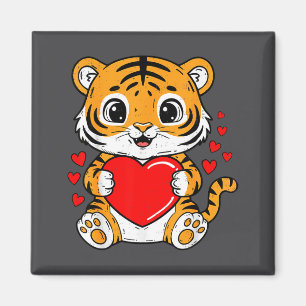 Cute Tiger Holding Heart Kawaii Valentines Day Men Magnet