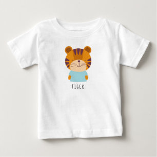 Cute Tiger Illustration - Customisable Name Baby B T-Shirt