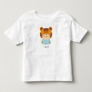 Cute Tiger Illustration - Customisable Name Toddler T-Shirt