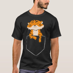 Cute Tiger In Pocket Funny Pocket Tiger  T-Shirt
