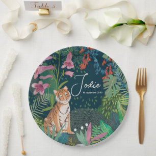 Cute Tiger Jungle New Baby Shower    Paper Plate