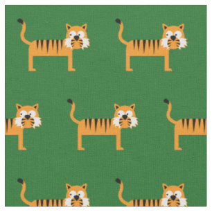 Cute Tiger Kid Baby Nursery Green Cat Fabric