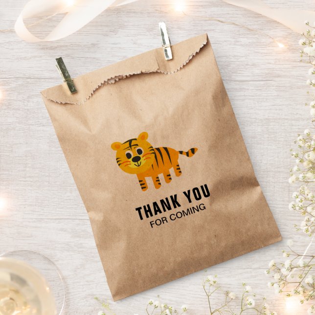 Cute Tiger Kids Birthday Party Favour Bags (Clipped)